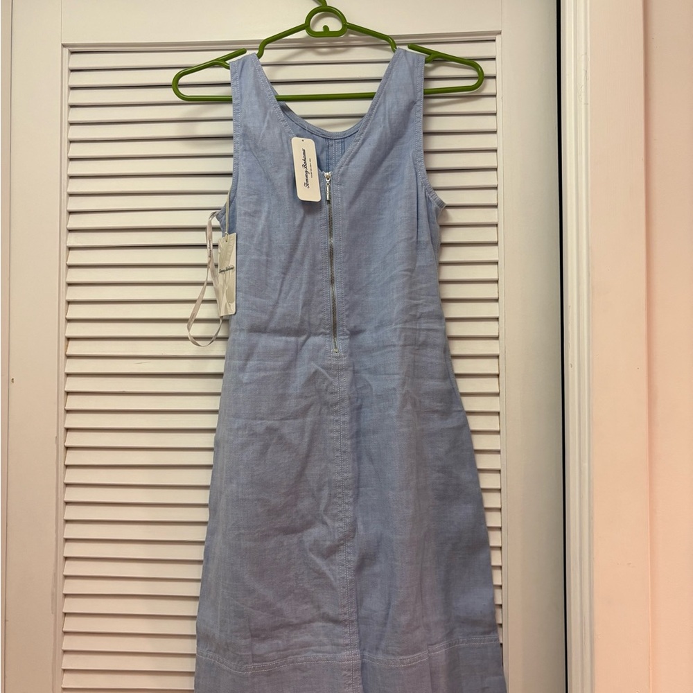Tommy Bahama Light Blue Sleeveless Linen-Blend Midi Dress